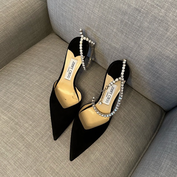 Jimmy Choo Saeda crystal suede heels - Picture 7 of 10
